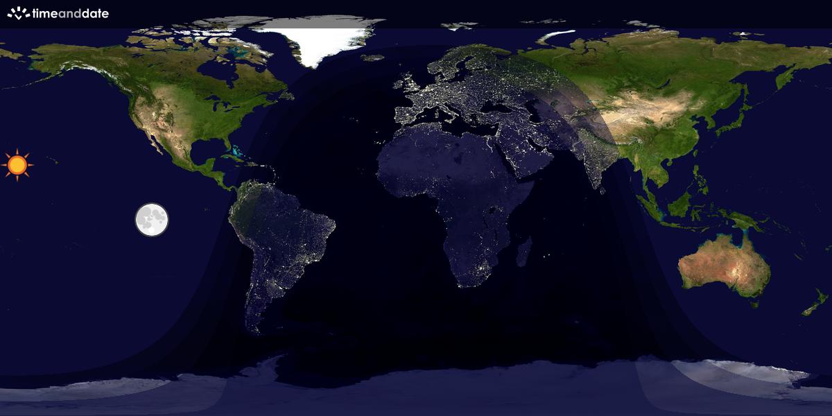 Verdenskart som viser dag og natt 