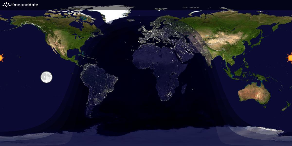 Verdenskart som viser dag og natt 