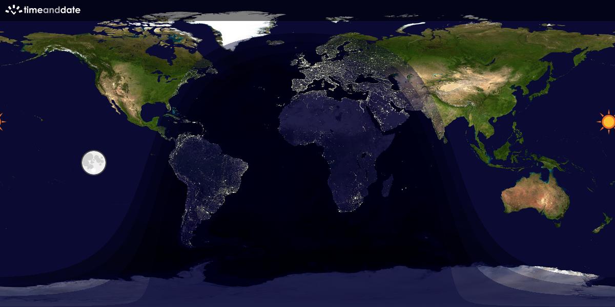 Verdenskart som viser dag og natt 