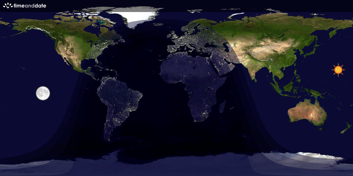 Verdenskart som viser dag og natt 