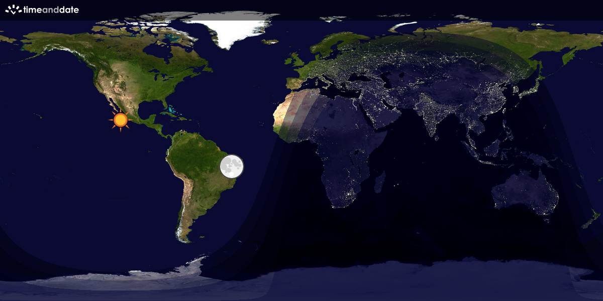 Verdenskart som viser dag og natt 