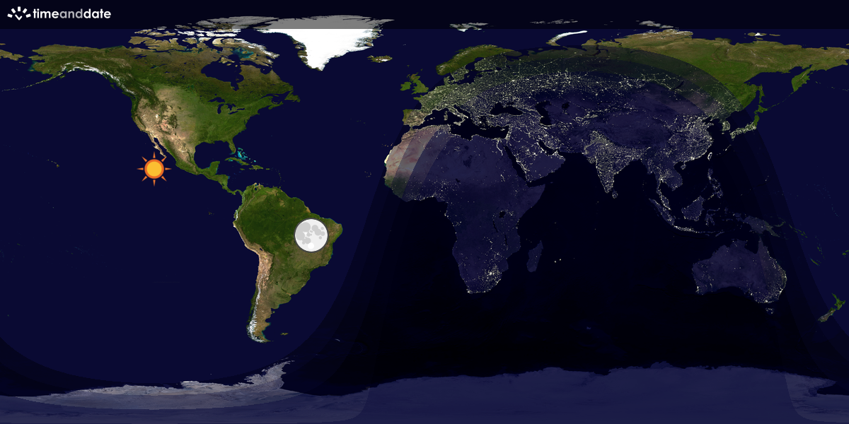 Verdenskart som viser dag og natt 