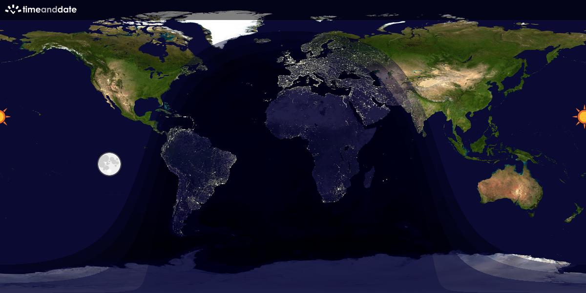 Verdenskart som viser dag og natt 