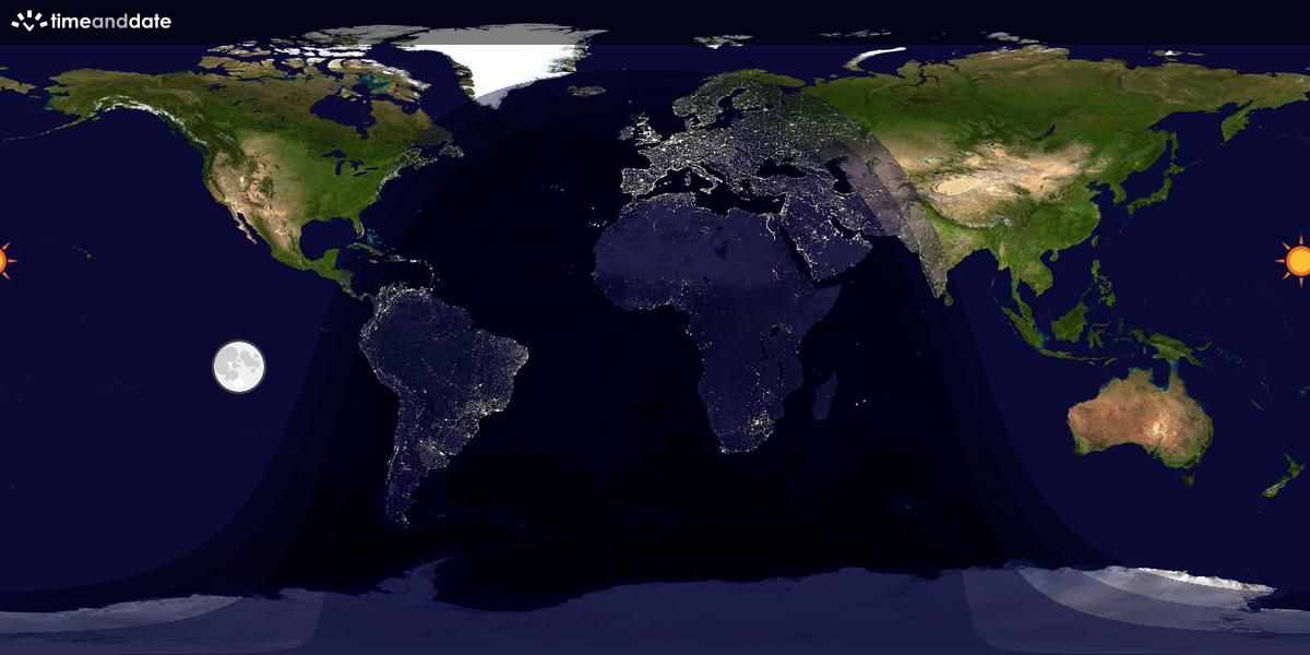 Verdenskart som viser dag og natt 