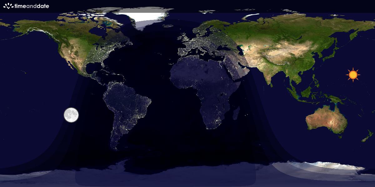 Verdenskart som viser dag og natt 