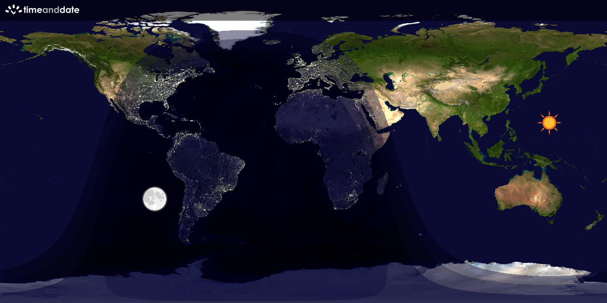 Verdenskart som viser dag og natt 