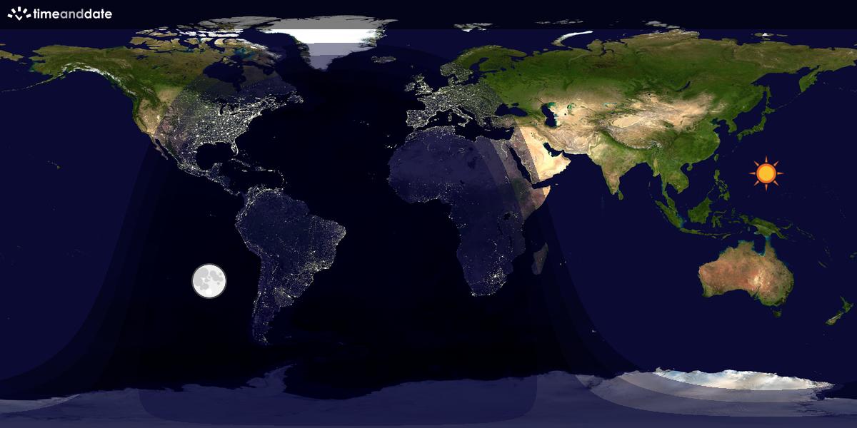 Verdenskart som viser dag og natt 