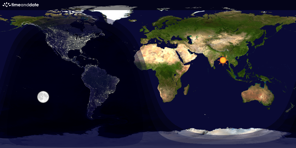 Verdenskart som viser dag og natt 
