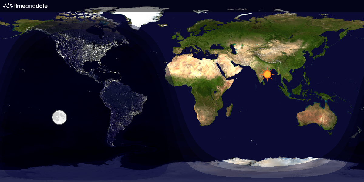 Verdenskart som viser dag og natt 