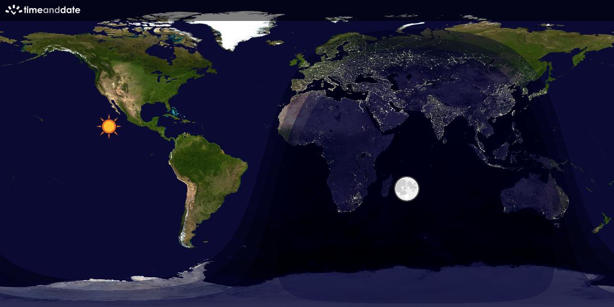 Verdenskart som viser dag og natt 
