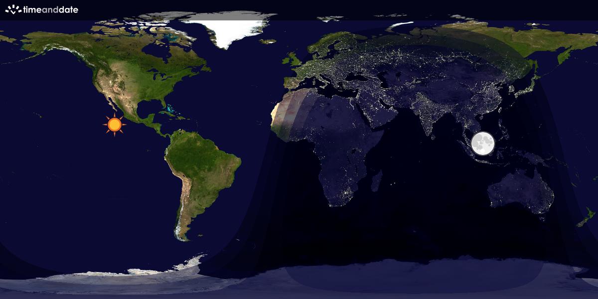 Verdenskart som viser dag og natt 
