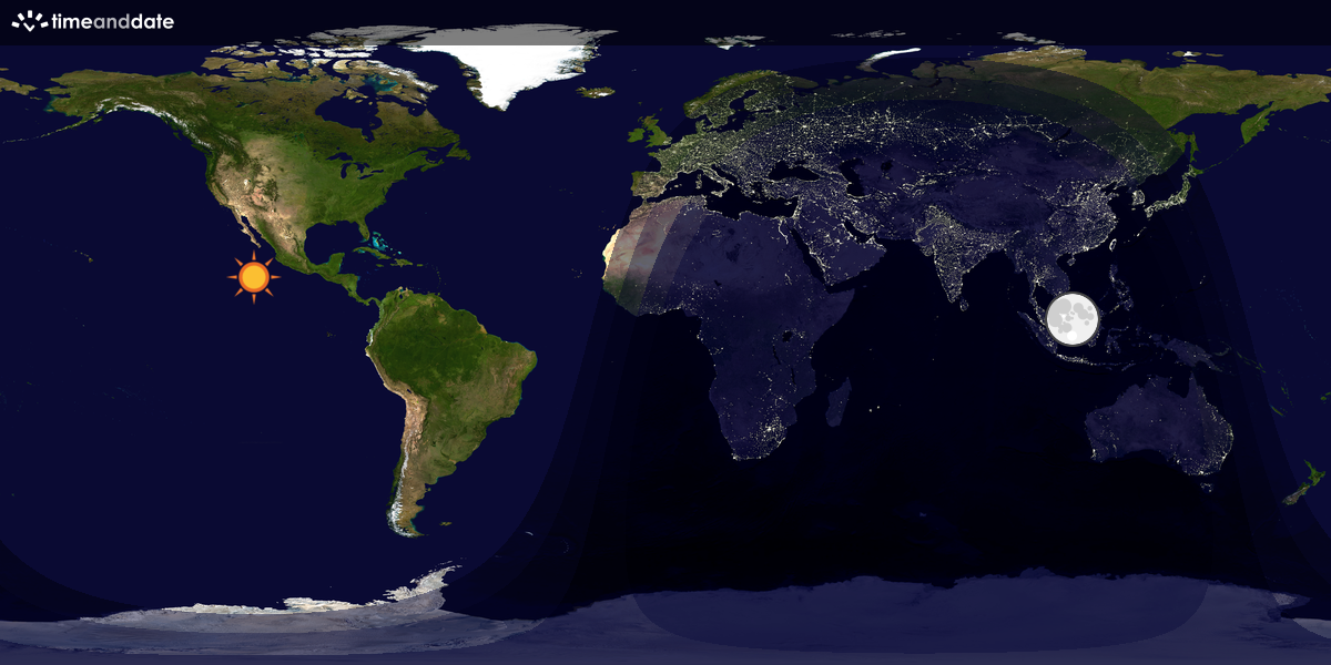 Verdenskart som viser dag og natt 