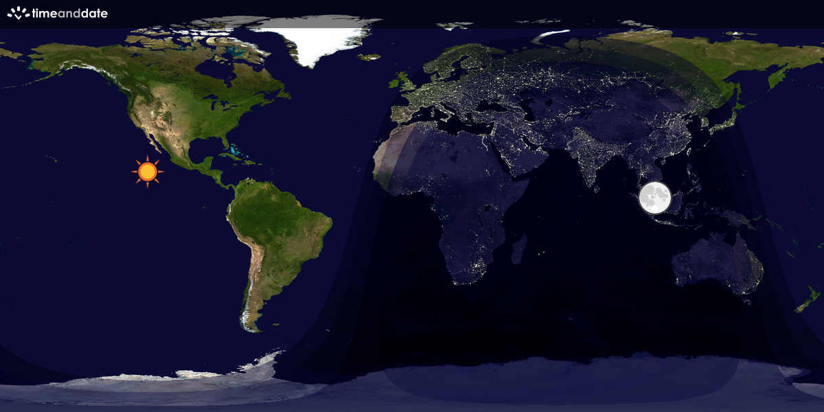 Verdenskart som viser dag og natt 