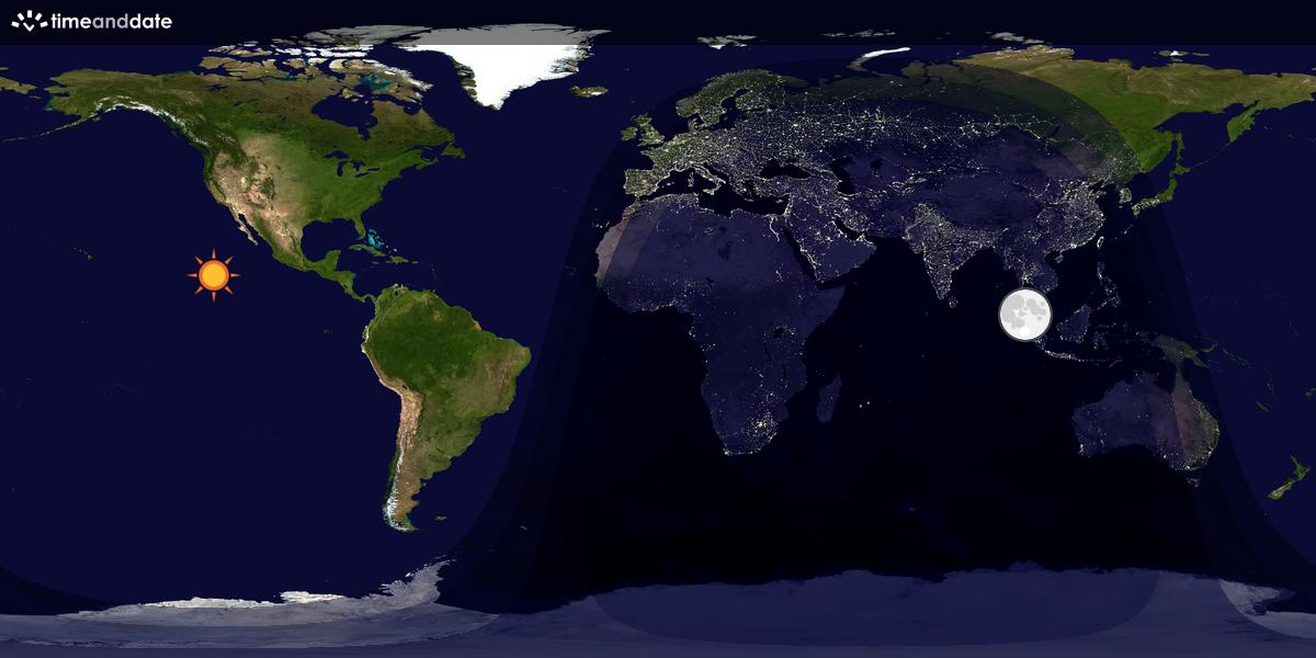 Verdenskart som viser dag og natt 