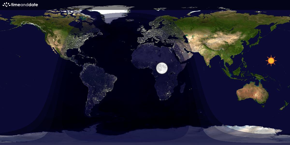 Verdenskart som viser dag og natt 