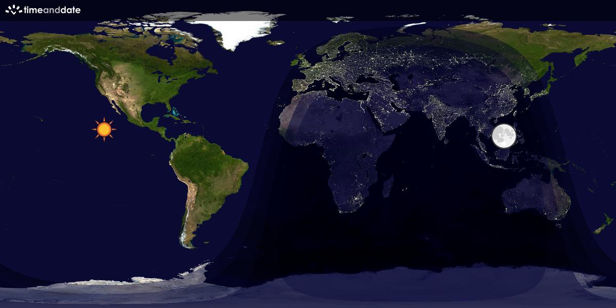 Verdenskart som viser dag og natt 