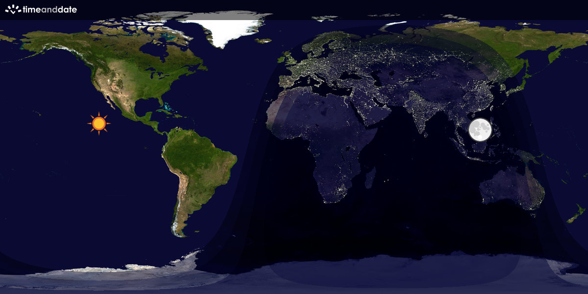 Verdenskart som viser dag og natt 