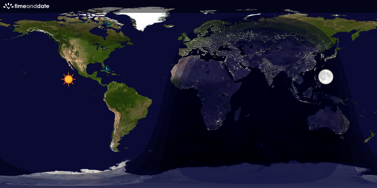 Verdenskart som viser dag og natt 