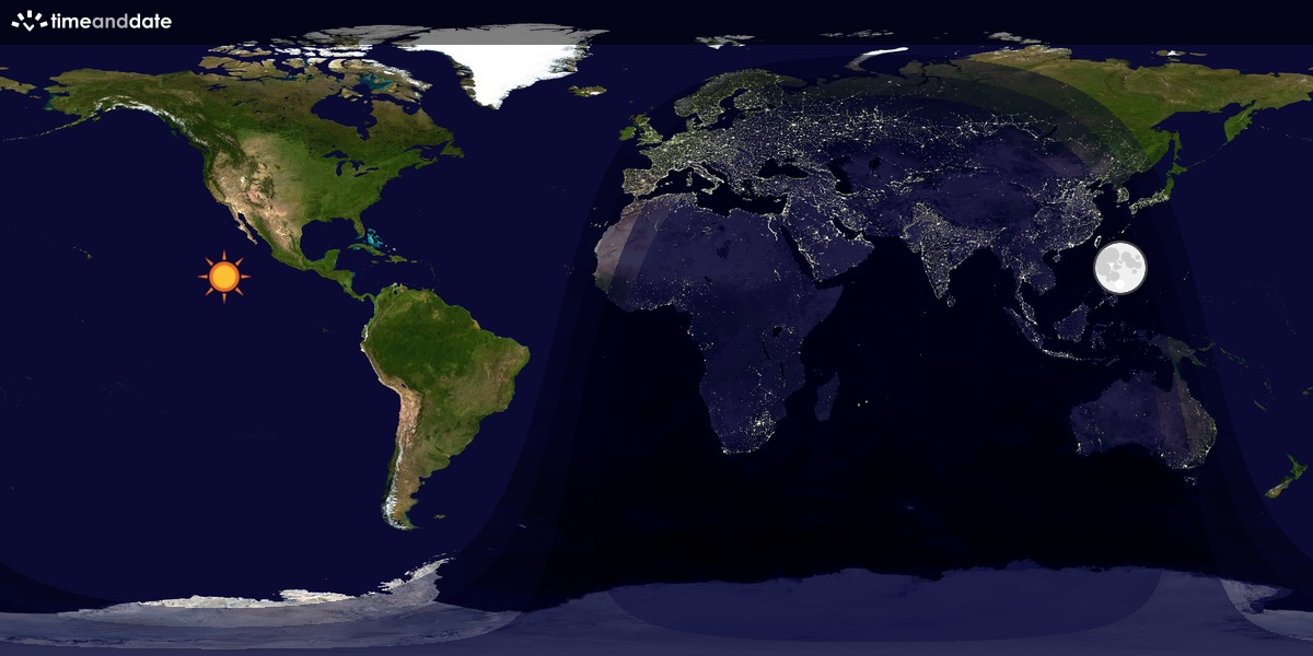 Verdenskart som viser dag og natt 
