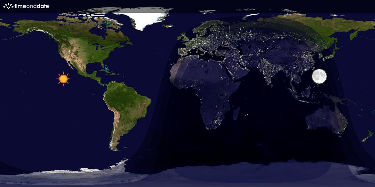 Verdenskart som viser dag og natt 