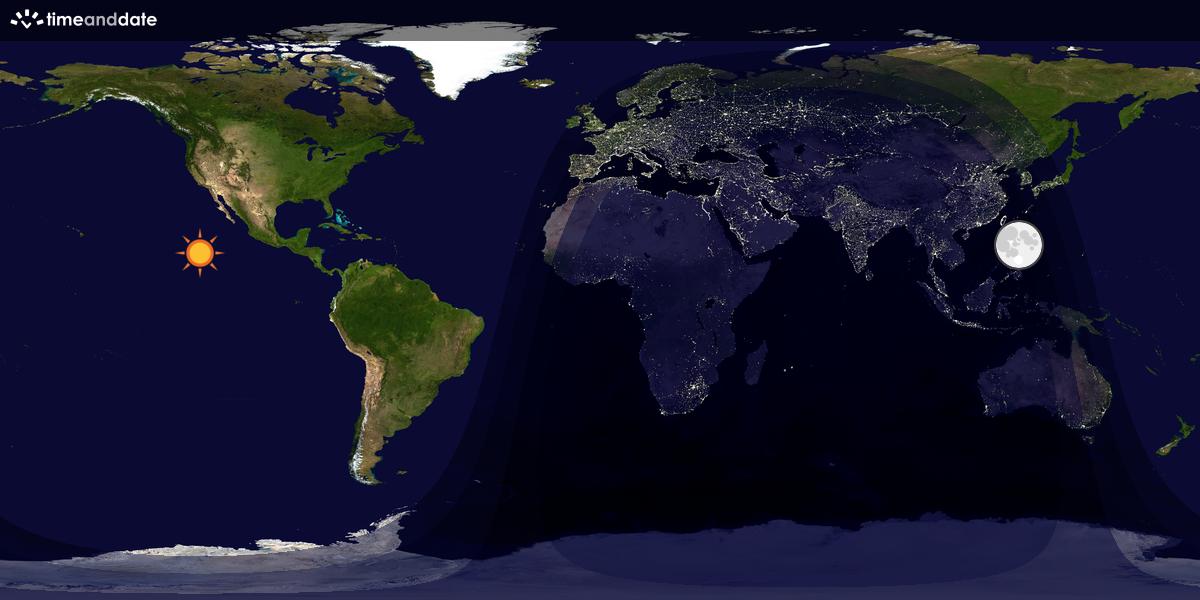 Verdenskart som viser dag og natt 