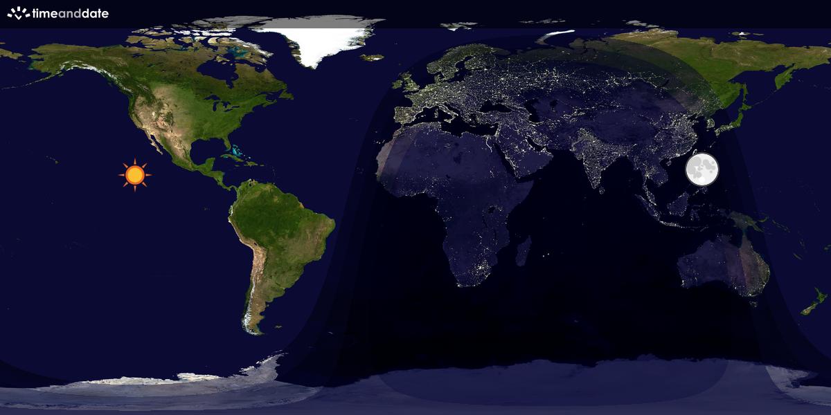 Verdenskart som viser dag og natt 