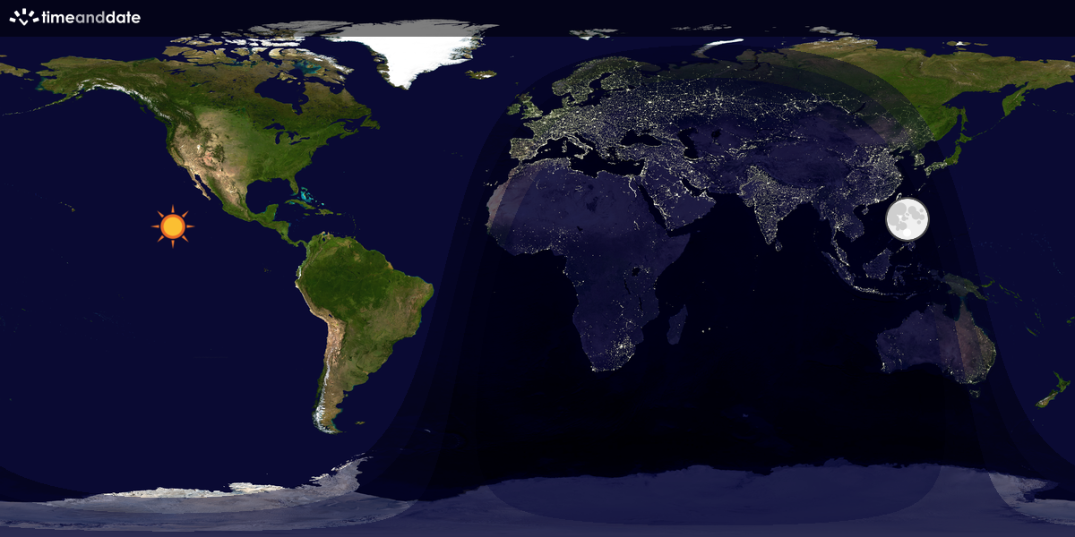 Verdenskart som viser dag og natt 
