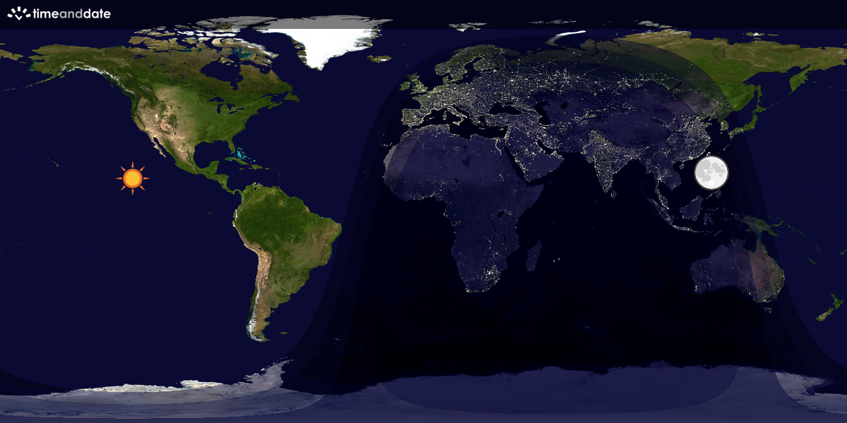 Verdenskart som viser dag og natt 