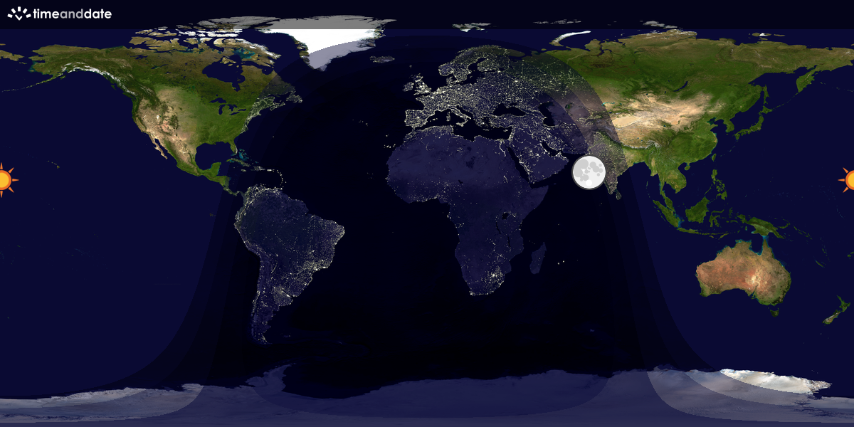 Verdenskart som viser dag og natt 