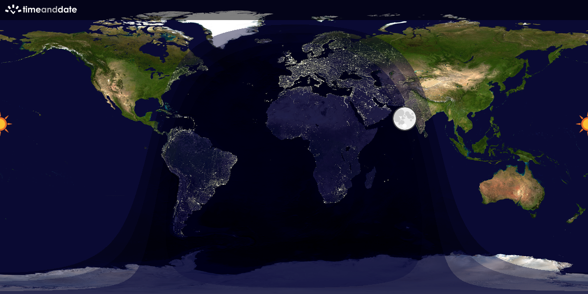 Verdenskart som viser dag og natt 