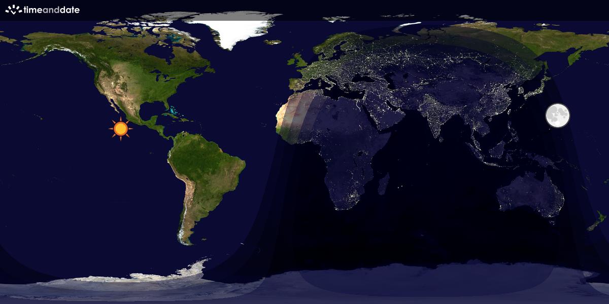 Verdenskart som viser dag og natt 