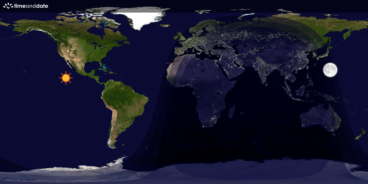 Verdenskart som viser dag og natt 