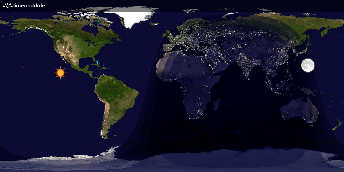 Verdenskart som viser dag og natt 