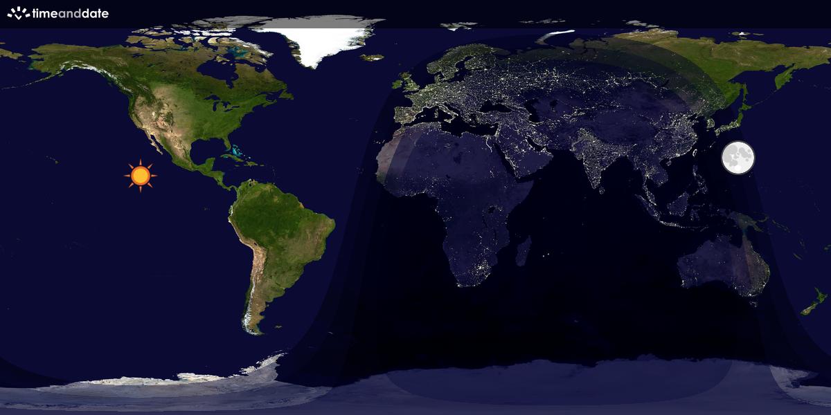 Verdenskart som viser dag og natt 