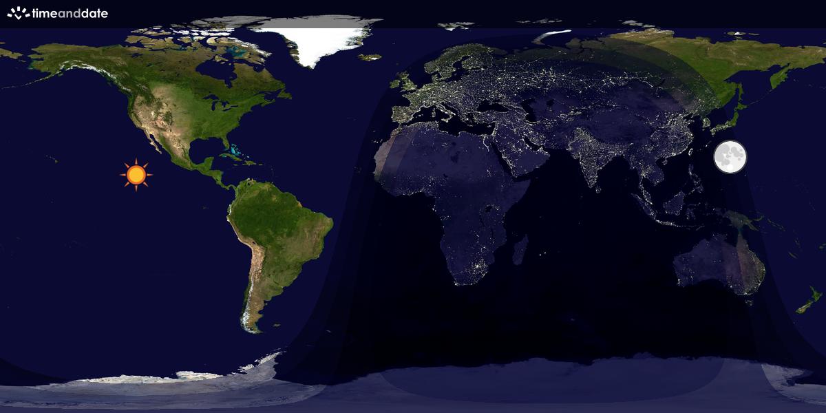 Verdenskart som viser dag og natt 
