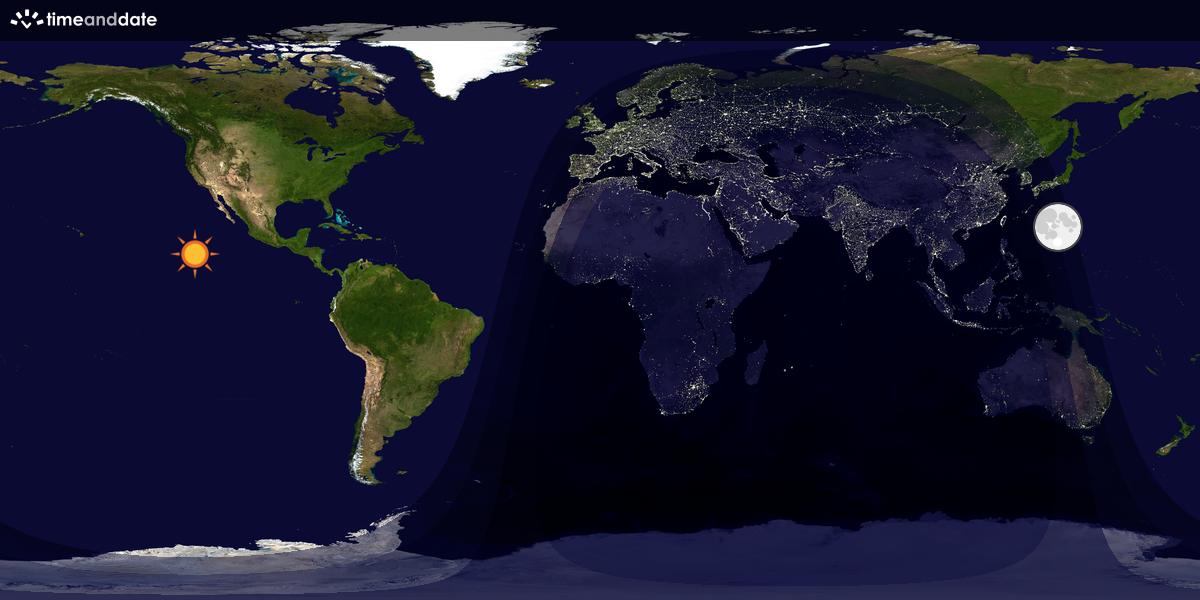 Verdenskart som viser dag og natt 