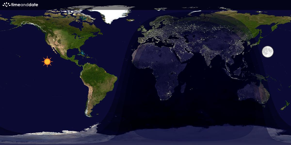 Verdenskart som viser dag og natt 
