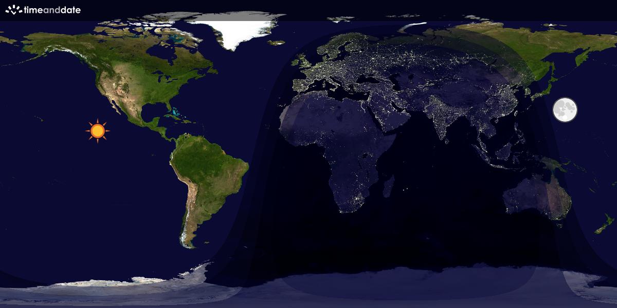 Verdenskart som viser dag og natt 