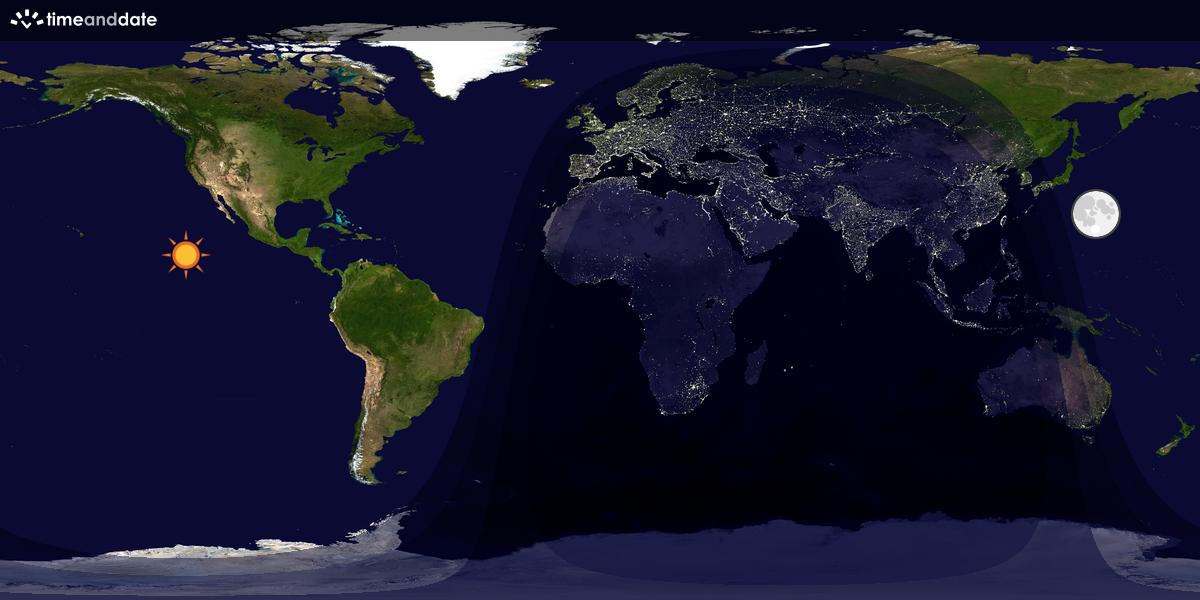 Verdenskart som viser dag og natt 