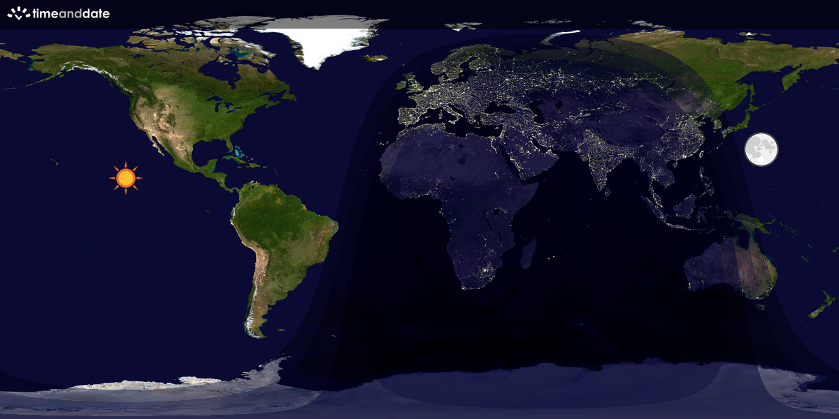 Verdenskart som viser dag og natt 