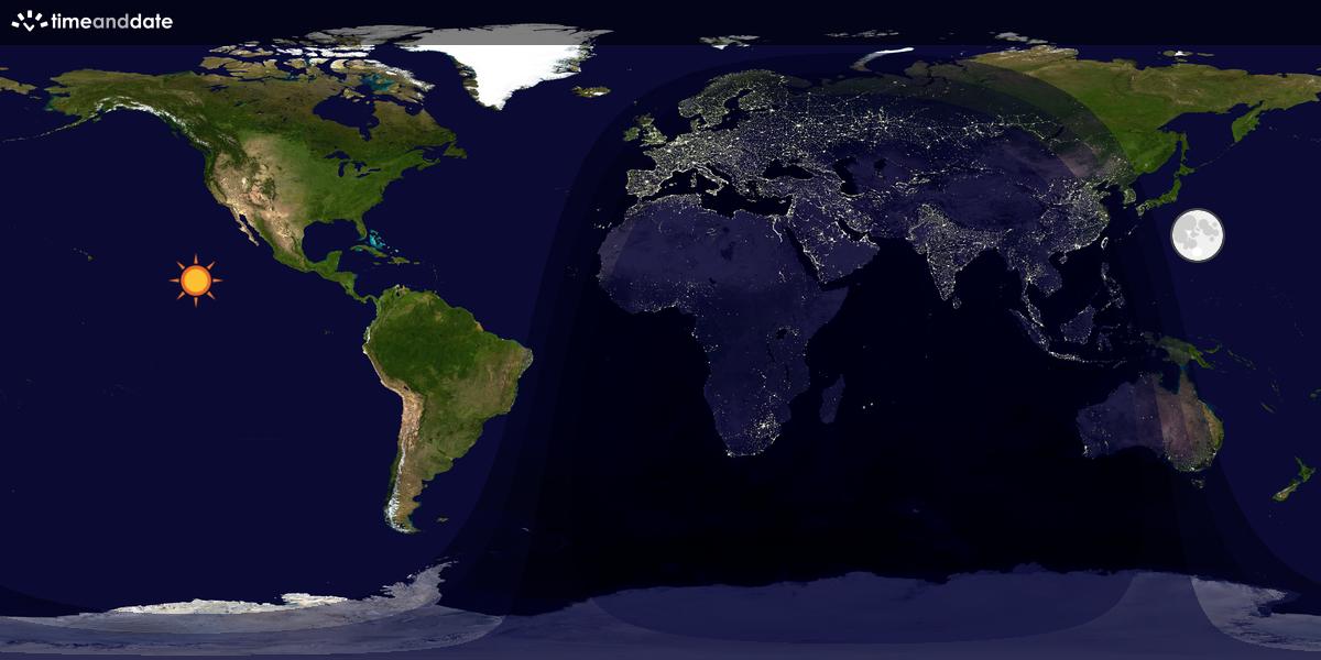 Verdenskart som viser dag og natt 
