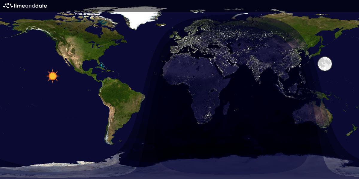 Verdenskart som viser dag og natt 