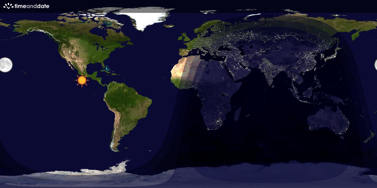 Verdenskart som viser dag og natt 