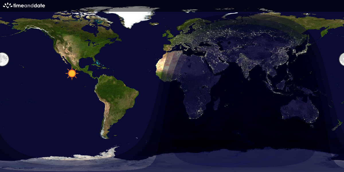 Verdenskart som viser dag og natt 