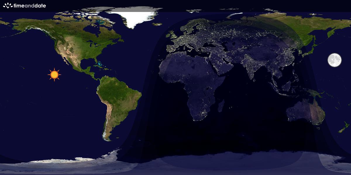 Verdenskart som viser dag og natt 