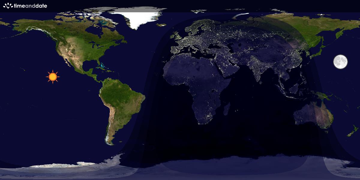 Verdenskart som viser dag og natt 