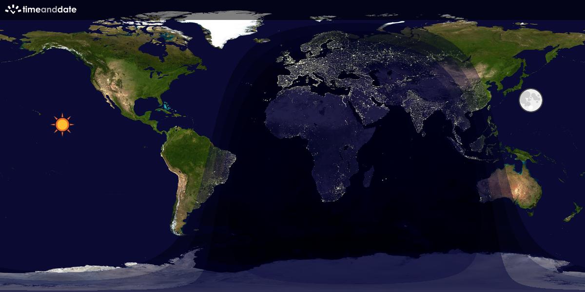 Verdenskart som viser dag og natt 
