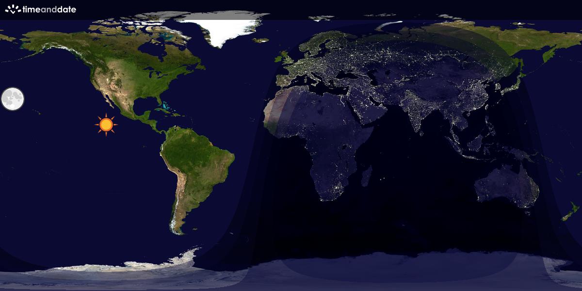Verdenskart som viser dag og natt 