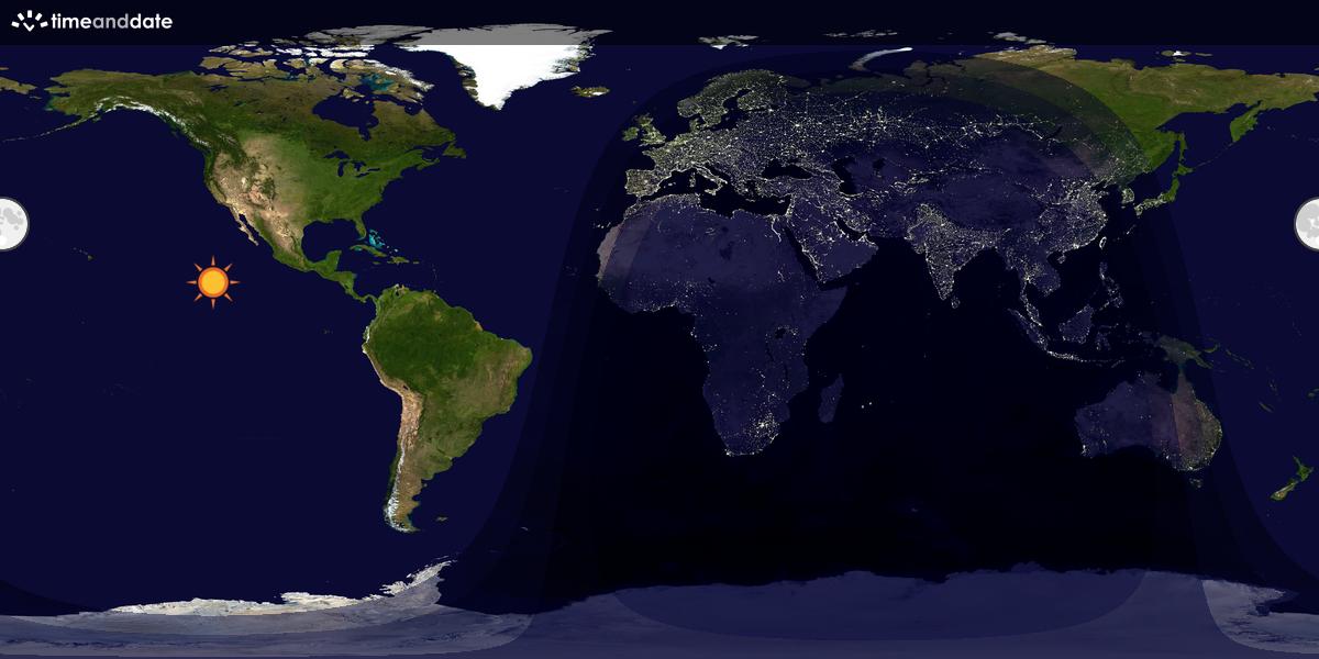 Verdenskart som viser dag og natt 