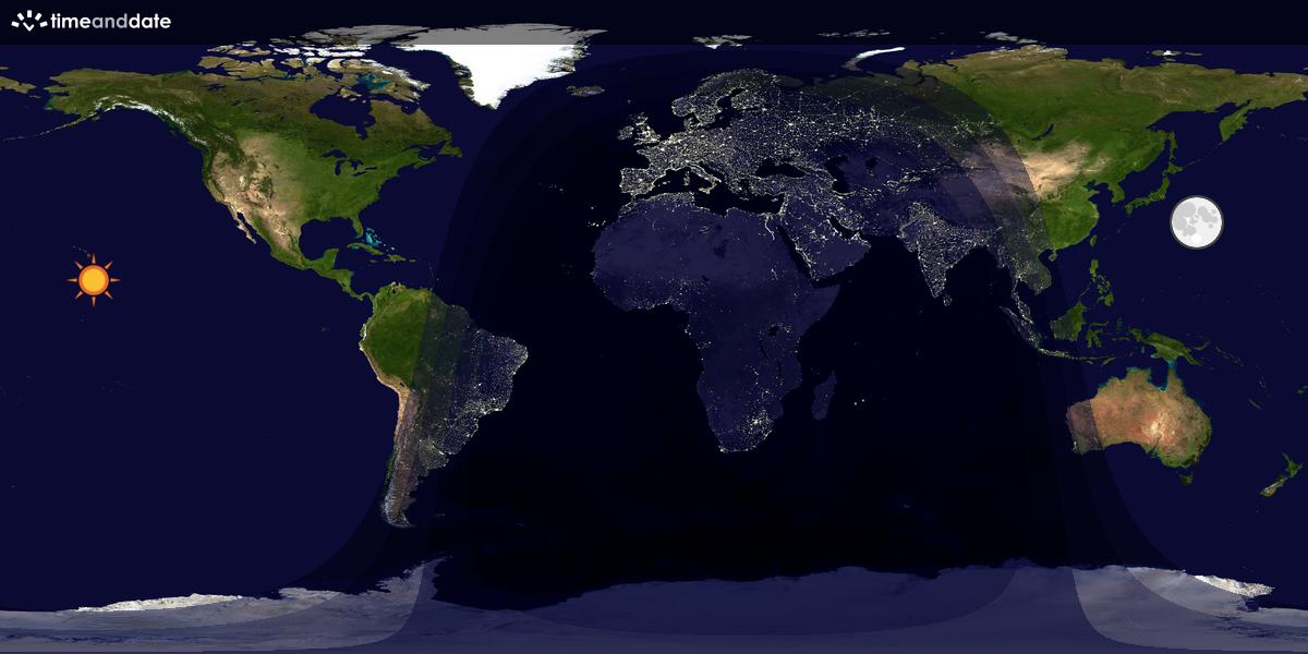 Verdenskart som viser dag og natt 